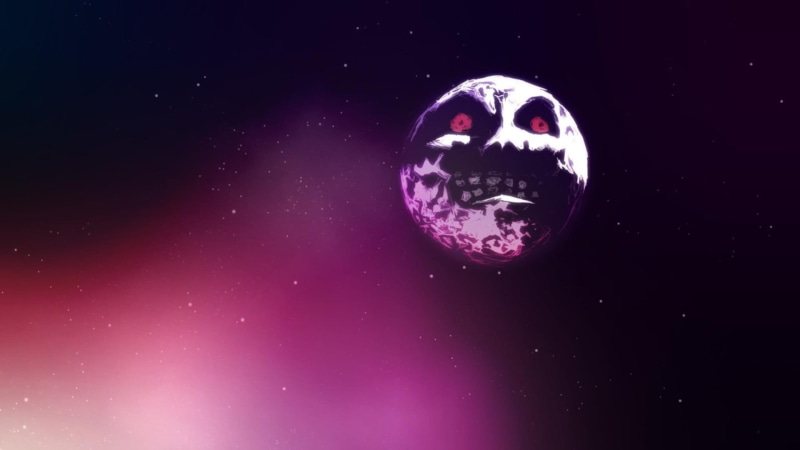 scenics - nature, copy space, purple, night, outdoors, astronomy, art, The Legend of Zelda, studio shot, nature, face, planet - space, no people, sphere