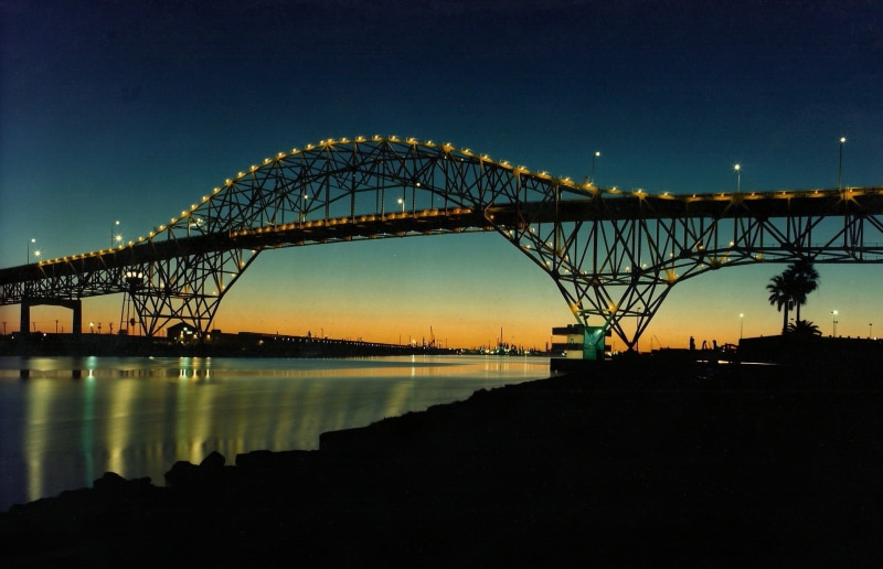 photography, Lights, river, architecture, sunset, 720P, night, at night, Corpus Christi Harbor Bridge, Corpus Christi Texas, pentax 6x7, bridge, dusk