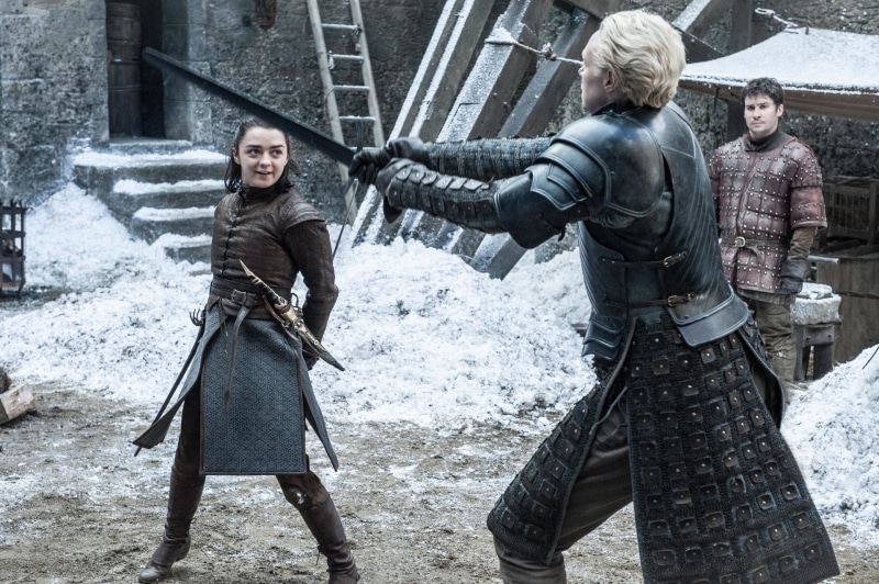 Gwendoline Christie, TV Show, 1080P, Daniel Portman, Maisie Williams, Game Of Thrones, Podrick Payne, Brienne Of Tarth, Arya Stark