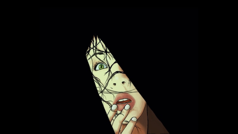 holding, 1920x1080, lips, woman, digital art, drwing, scared, girl, 1080P