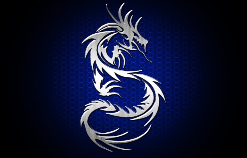 tribal, silver, dragon, blue, 720P