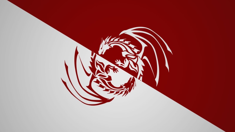 Ying Yang, red, 1080P, white, dragon, Yin and Yang
