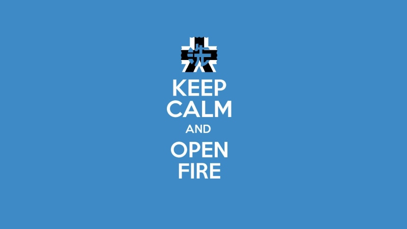 fire, copy space, communication, Girls und Panzer, white color, indoors, direction, mode of transportation, travel, guidance, symbol, blue background, message
