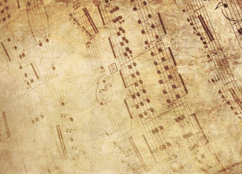 sheet music, design, retro styled, notenblatt, art and craft, paper, document, pattern, backgrounds, blank, built structure, the past, no people, brown