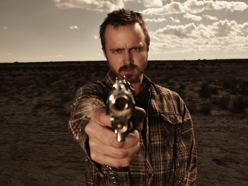 aggression, real people, land, looking at camera, Movies, mid adult men, gun, leisure activity, young adult, portrait, waist up, men, sky, holding, breaking bad