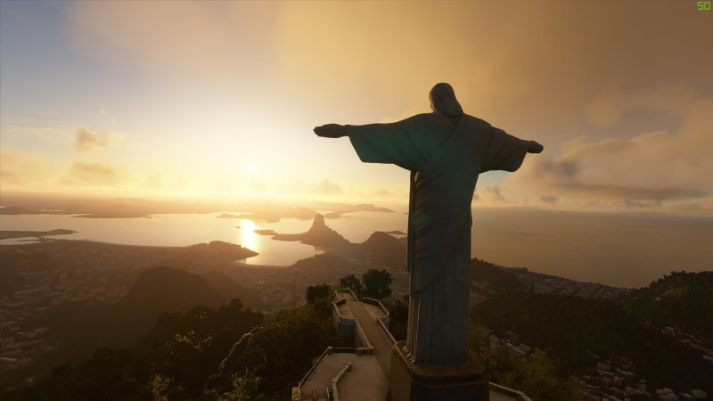 clouds, Christ the Redeemer, sunset, Brazil, Microsoft Flight Simulator 2020, Rio de Janeiro, Microsoft Flight Simulator, 1080P
