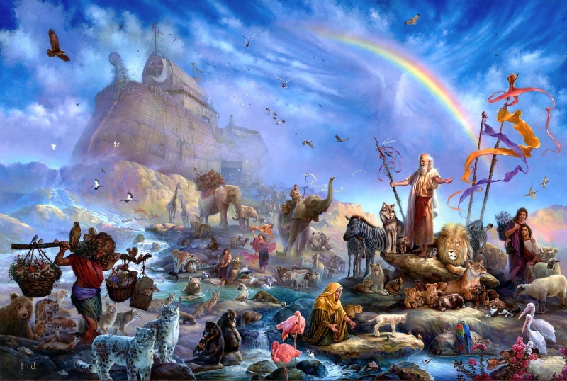 human representation, the ark, animals, religion, belief, nature, representation, no people, rainbow, painting, sculpture, outdoors, s, spirituality, art and craft