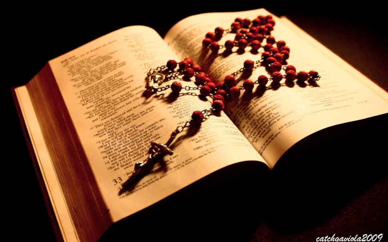 no people, open, text, paper, indoors, Christianity, page, close-up, Rosary, publication, Bible and Rosary, expertise, high angle view, script, still life