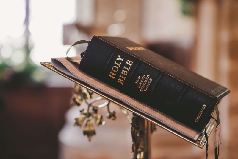 chair, holy book, religious, close up, spiritual, time, bible, still life, text, christianity, study, technology, table, 4K, focus on foreground, indoors