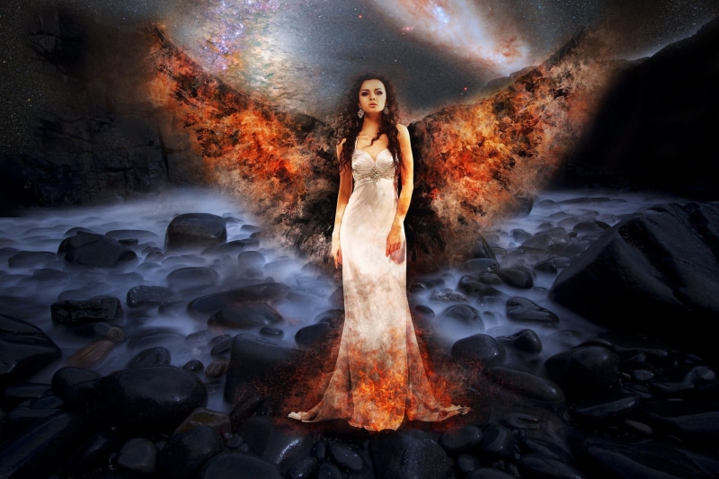 standing, believe, ascension, flame, people, faith, white, god, belief, fire - natural phenomenon, holy, lifestyles, body, judgement, exit, woman, horror