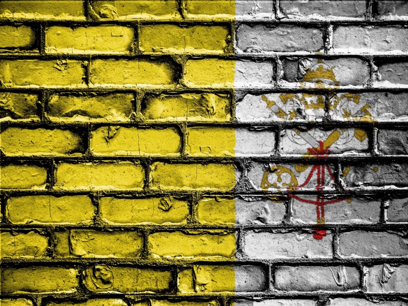 brick, day, art and craft, banner, emblem, patriotism, country, bricks, patriot, graffiti, yellow, holy see, building exterior, architecture, 4K, creativity