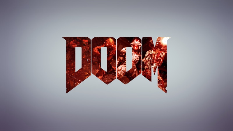 video games, minimalism, Doom (game), simple background, 1080P, doom 2016