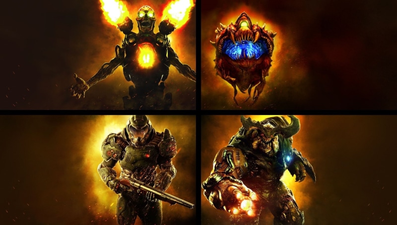 Doom (2016), Doomguy, Revenant (Doom), Cacodemon (Doom 2016), Cyberdemon (Doom), 1080P, Doom