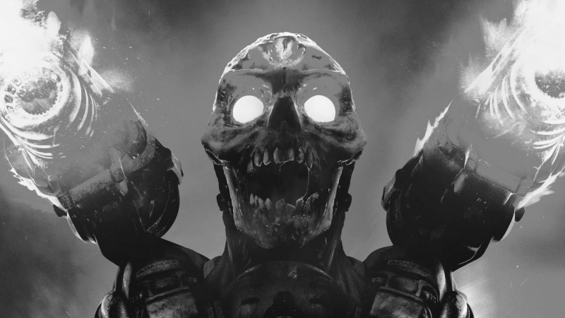 Doom (game), video games, skull, 1080P, monochrome, doom 2016