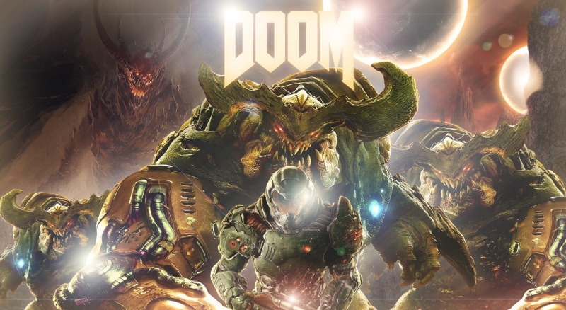doom 4, art and craft, cyberdemon, Weapons, glowing, building, light, nature, illuminated, lighting equipment, communication, architecture, text, 2016