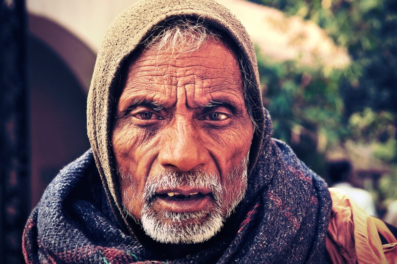 culture, vishnu, human face, asia, clothing, old, male, beard, people, real people, hinduism, blue, front view, travel, lifestyles, wearing, sadhu, krishna
