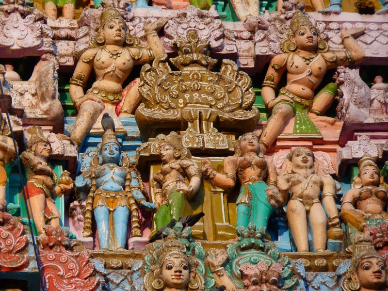 architecture, temple figures, temple, human representation, place of worship, no people, belief, building, craft, representation, vishnu, sculpture, 4K