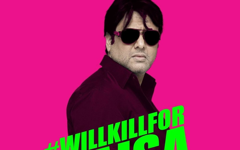 one person, colored background, communication, security, sunglasses, men, Movies, pink background, 720P, movie, Bollywood Movies, indoors, dil, glasses