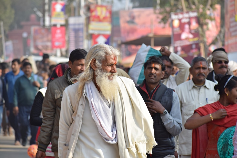 holy, women, 5K, portrait, adult, hinduism, human, religion, peace, spiritual, men, lifestyles, market, focus on foreground, street, spirituality, god