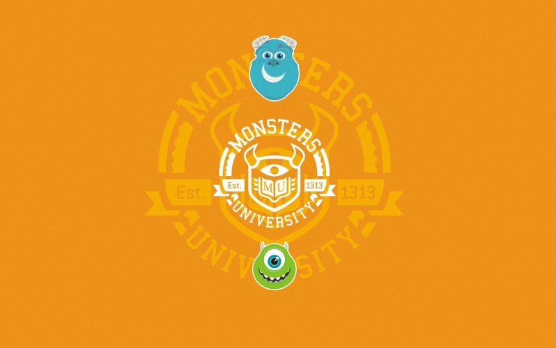 clock, Monsters Inc., wall - building feature, circle, creativity, 1080P, yellow, multi colored, colored background, Inc., Monsters, orange color, monster