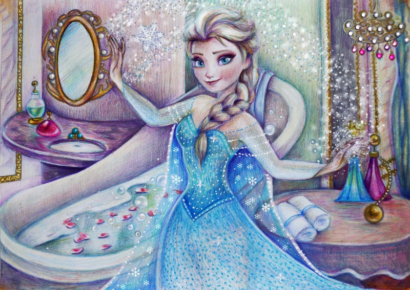 girl, Elsa, figure, illustration, dress, 2K, Frozen, Cold heart, Disney, art