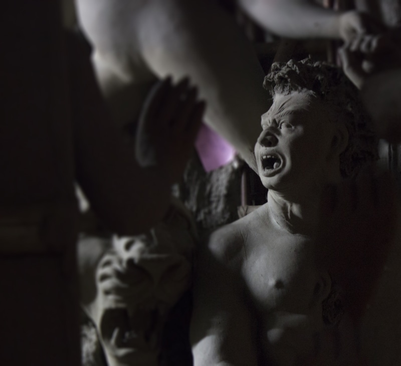 architecture, mahishashur, religion, close-up, 1080P, people, day, human representation, sculpture, model, art and craft, idol making, statues, history