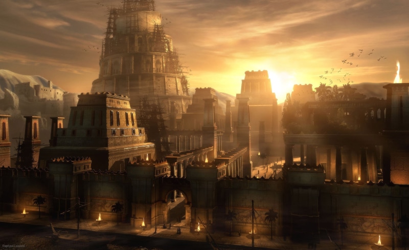 sunset, cities, lacoste, babylon, 1080P, raphael