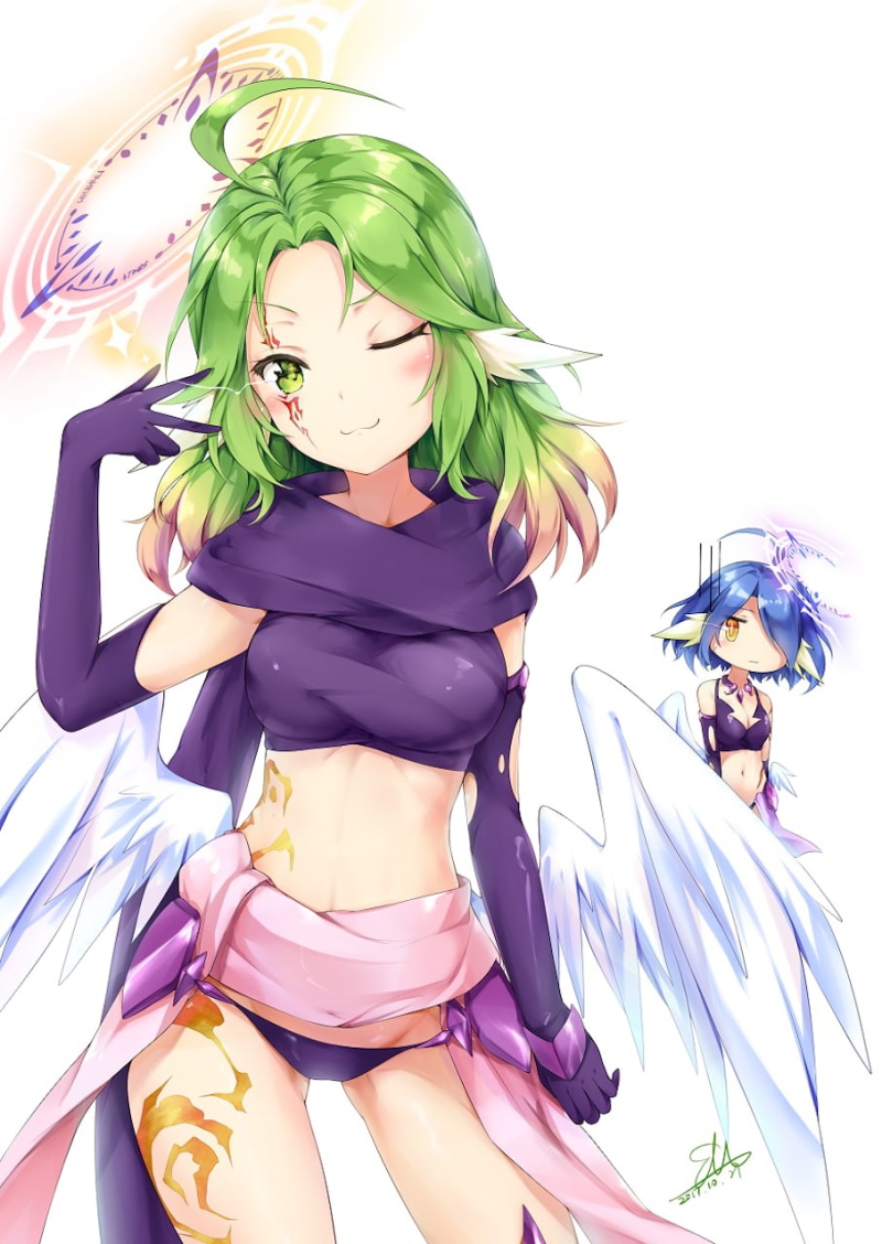 720P, scarf, tattoo, Raphael (No Game no Life), Azriel (No Game no Life), wings, No Game No Life, white  background