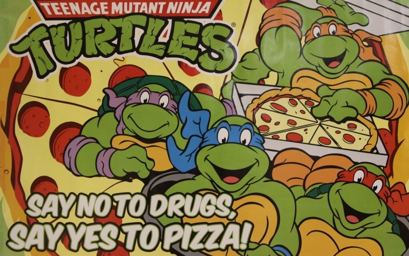 multi colored, 720P, creativity, close-up, art and craft, indoors, backgrounds, communication, design, graffiti, Leonardo (TMNT), wall - building feature