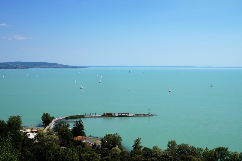 tranquility, turquoise colored, tranquil scene, Lake, horizon over water, high angle view, balaton, transportation, Water, clear sky, sailboat, nature