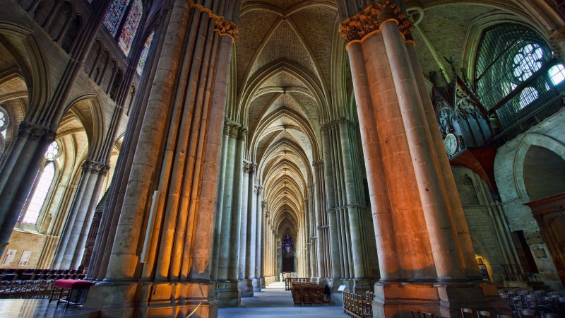 the nave, 1080P, Cathedral, Reims, column, France