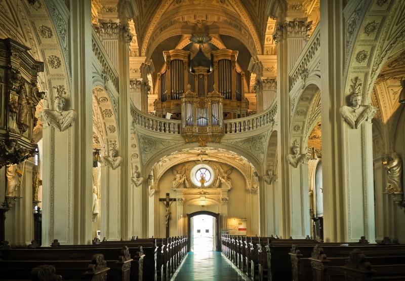 ornate, house of worship, church, belief, arcade, baroque, the past, aisle, christian, ceiling, house of prayer, architectural column, white, brown, spirituality