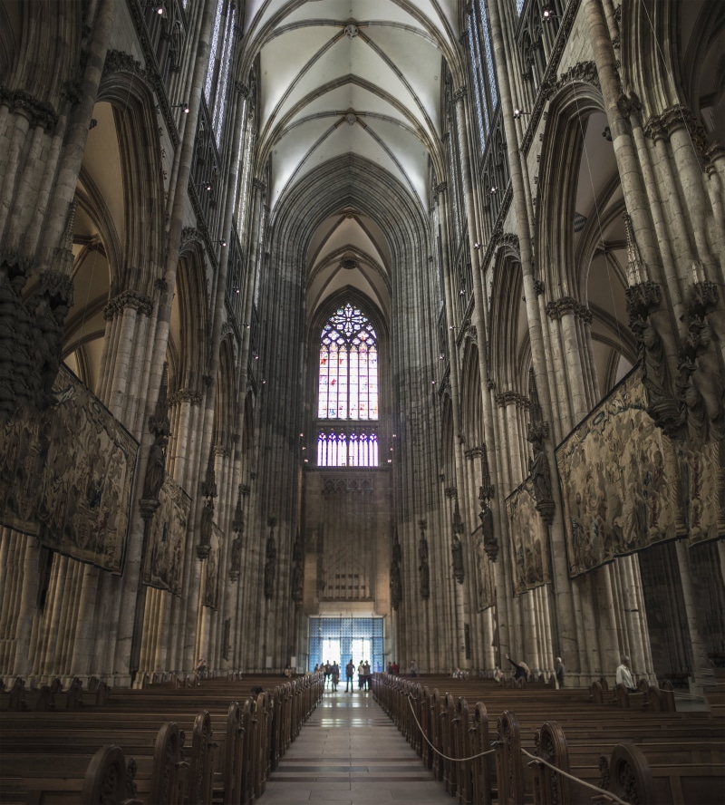 aisle, gothic, architectural column, belief, arch, religious, place of worship, spirituality, nave, architecture, bench, the past, christianity, monument