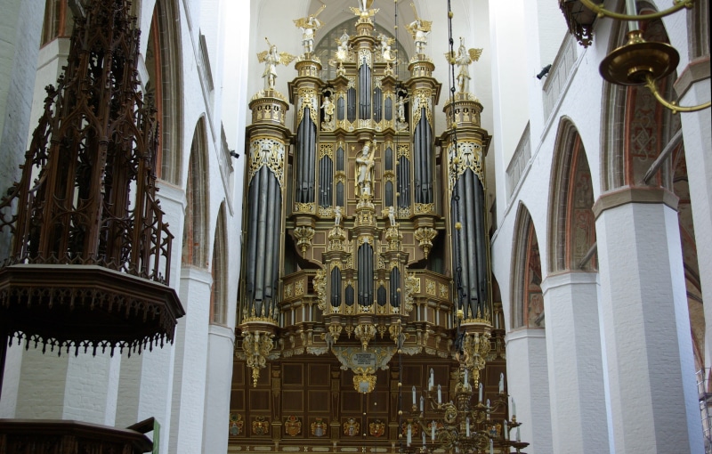 architectural column, building exterior, the altar, Altar, Religious, nave, interior of the church, place of worship, the interior of the, the past, Stralsund