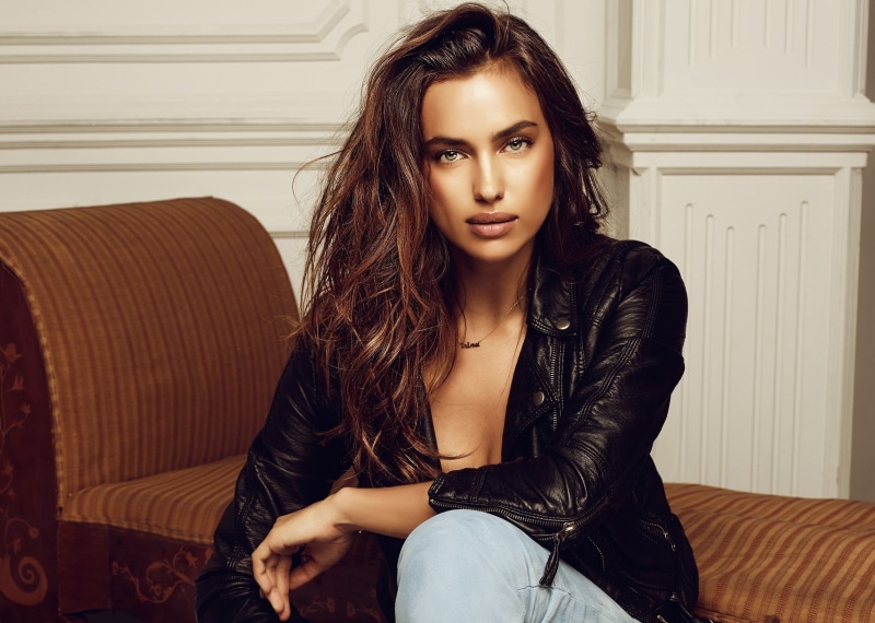 Irina Shayk, model, girl, 1080P, makeup, Shaykhlislamova, jacket, Sheik, brunette, jeans