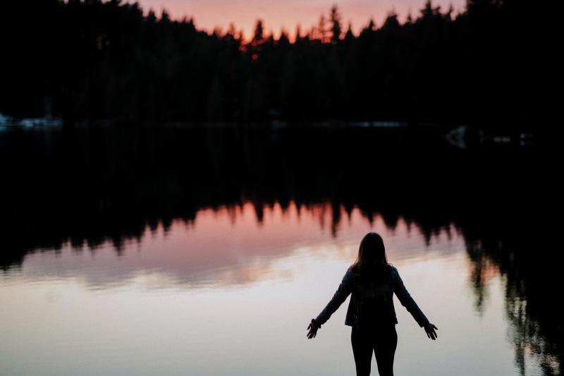 rear view, leisure activity, clothing, adult, sunrise, standing, tranquility, sky, nature, outdoors, awe, lifestyles, worship, praising, women, sunset