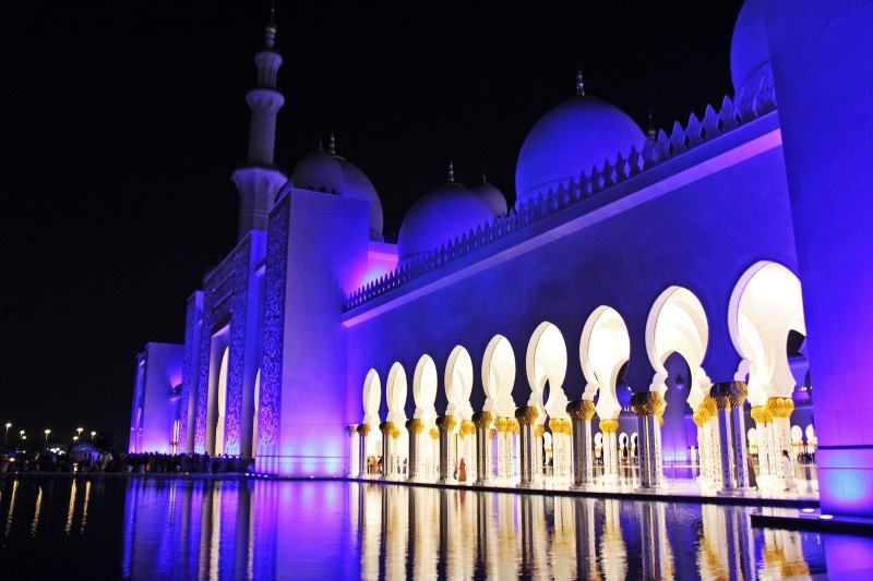 arch, muslim, famous, nightlife, middle east, religious, tourism, 2K, culture, dome, luxury, religion, city, building, skyscraper, tourist, evening, travel