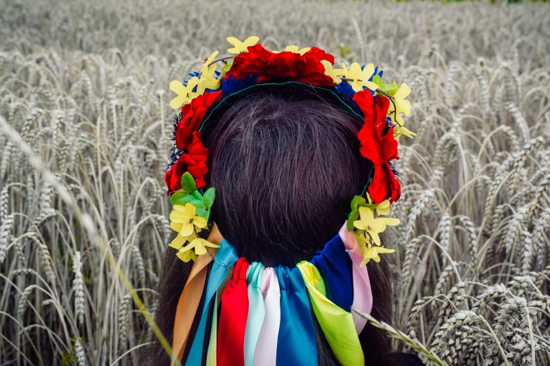 summertime, flower, day, rye, blue, floral garland, childhood, one person, beautiful girl, lifestyles, colorful, portrait, clothing, photo, offspring, real people