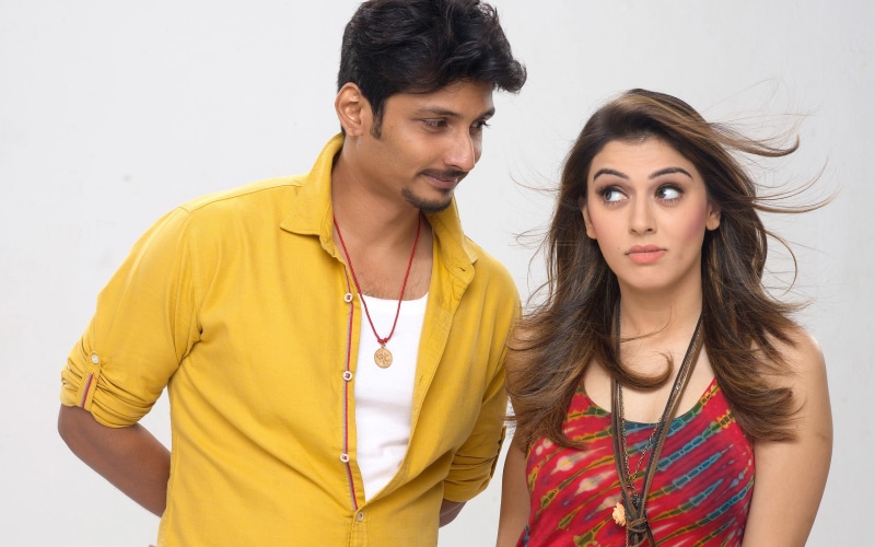 raja, studio shot, hansika, young men, young women, high, pokkiri, front view, casual clothing, hair, couple - relationship, indoors, 2K, young adult