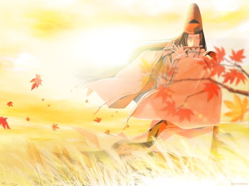 close-up, Fujiwara no Sai, Hikaru no Go, 480P, plant part, beauty in nature, freshness, flower, nature, leaf, day, orange color, anime, sky, no people