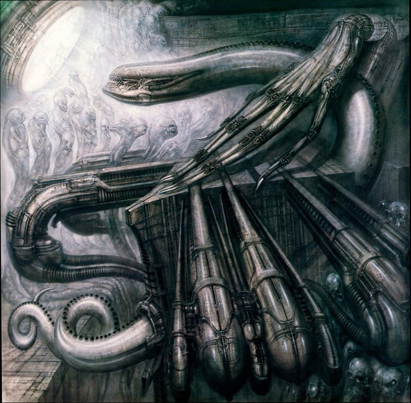 horror, art and craft, ornate, no people, indoors, art, animal, artistic, fantasy, animal themes, Giger, Evil, statue, textured effect, old, artwork, day