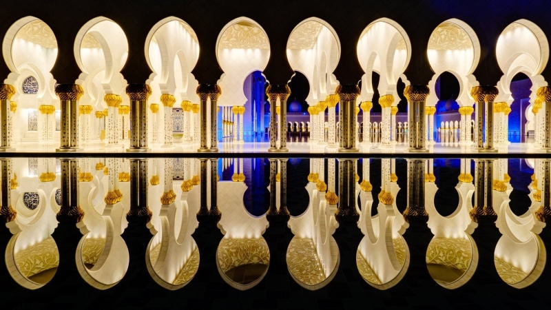 Architecture, Mosque, Mosques, 1080P, Sheikh Zayed Grand Mosque, Reflection, Night, Abu Dhabi