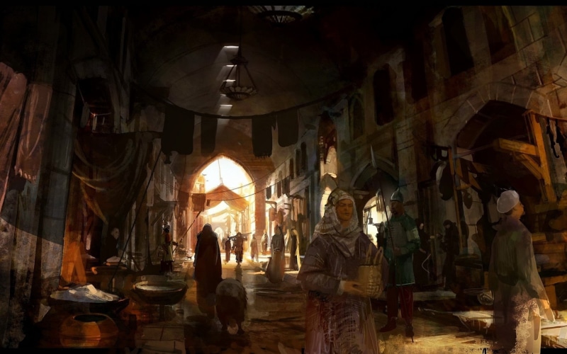 built structure, illuminated, electric lamp, Assassins Creed, video games, business, people, women, occupation, architecture, adult, table, sitting, real people