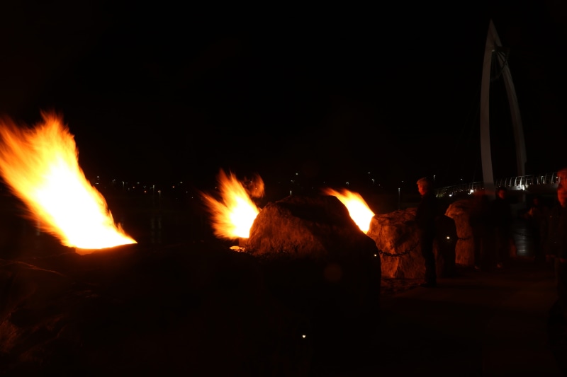 dark, outdoors, fire - natural phenomenon, blurred motion, burning, sky, illuminated, wichita, city, 5K, flame, united states, nature, river, keeper of the plains