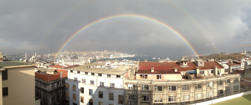 idyllic, rainbow, multi colored, residential district, cityscape, city, Bosphorus, building exterior, scenics - nature, beauty in nature, town, Istanbul