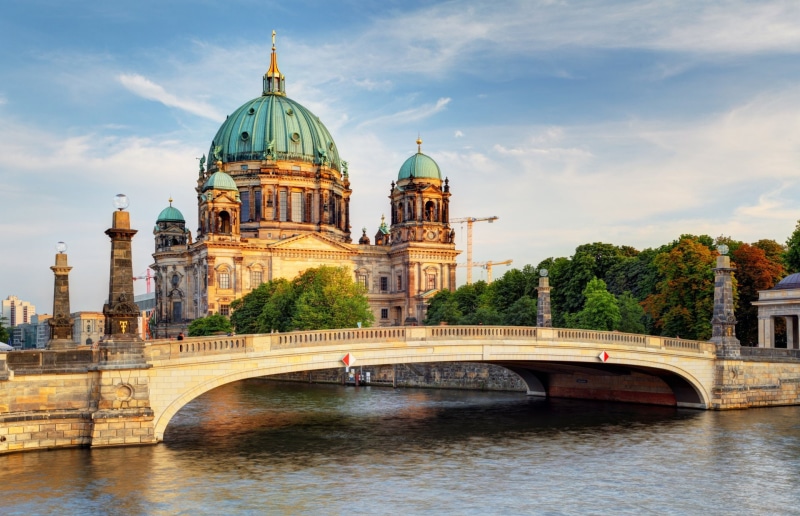 Berlin Cathedral, Architecture, 1080P, River, Berlin, Cathedral, Dome, Germany, Cathedrals, Bridge