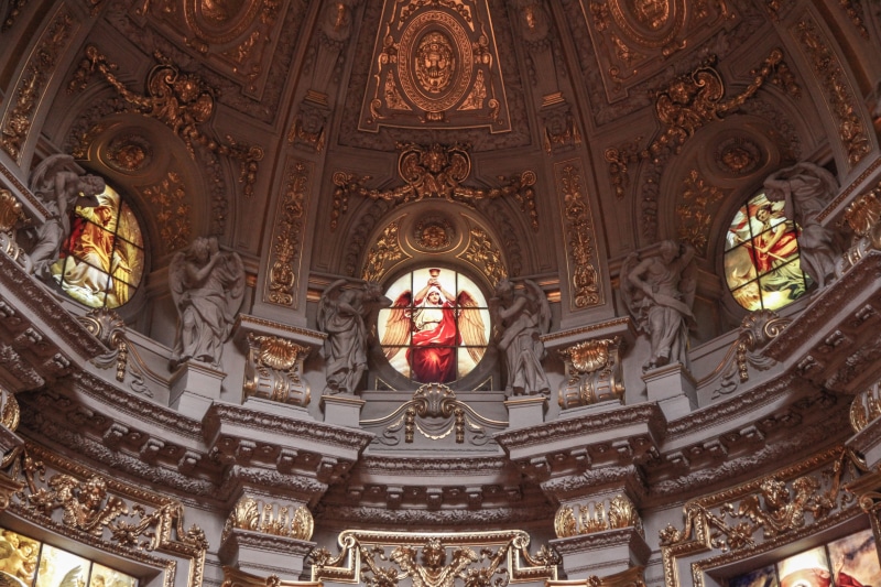 human representation, antique, berlin dom, ceiling, altarpiece, ornate, built structure, 5K, christian, architecture, catholicism, creativity, religion