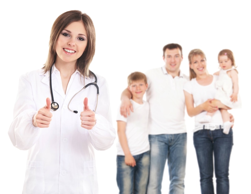 lifestyles, portrait, smiling, isolated, healthcare And Medicine, adult, child, group Of People, studio shot, lab coat, medicine, healthcare Worker, clinic