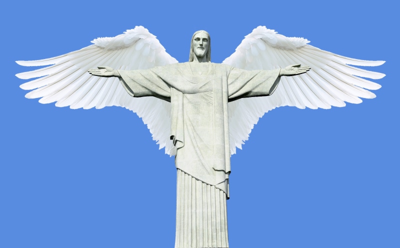 religious, wing, heaven, christ, architecture, messiah, jesus, belief, angel, prince of peace, outside art, son of god, art deco, sky, el, spread wings