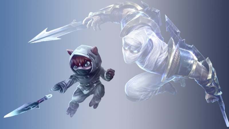 people, fictional, men, character, unrecognizable person, studio shot, aggression, adult, mid-air, Kennen (League of Legends), two people, obscured face